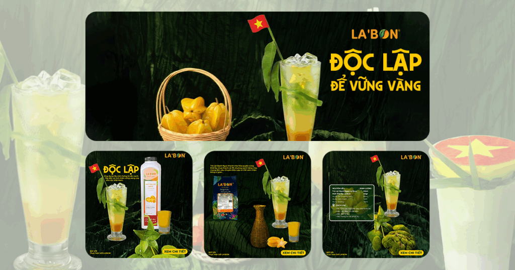Thức uống Độc Lập trong BST Đất Nước, kết hợp Trà Lài Bạch Ngọc La’Bon, Mứt Khế Ép và ớt chuông xanh