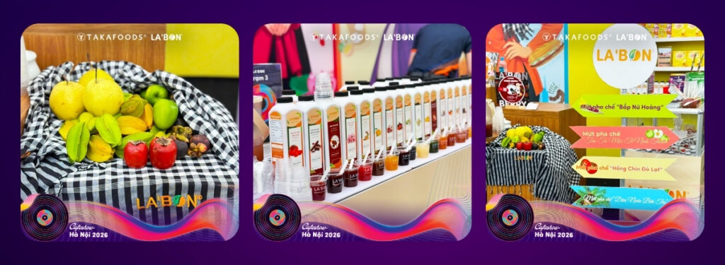 Không gian gian hàng LA’BON với concept THANH VANG LA’BON tại CafeShow Hanoi 2026